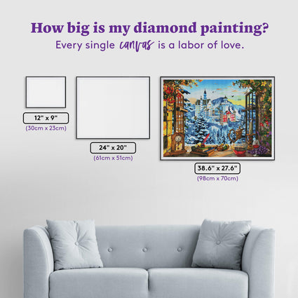 Diamond Painting Mountain Castle 38.6" x 27.6″ (98cm x 70cm) / Square with 56 Colors including 2 ABs / 107,474
