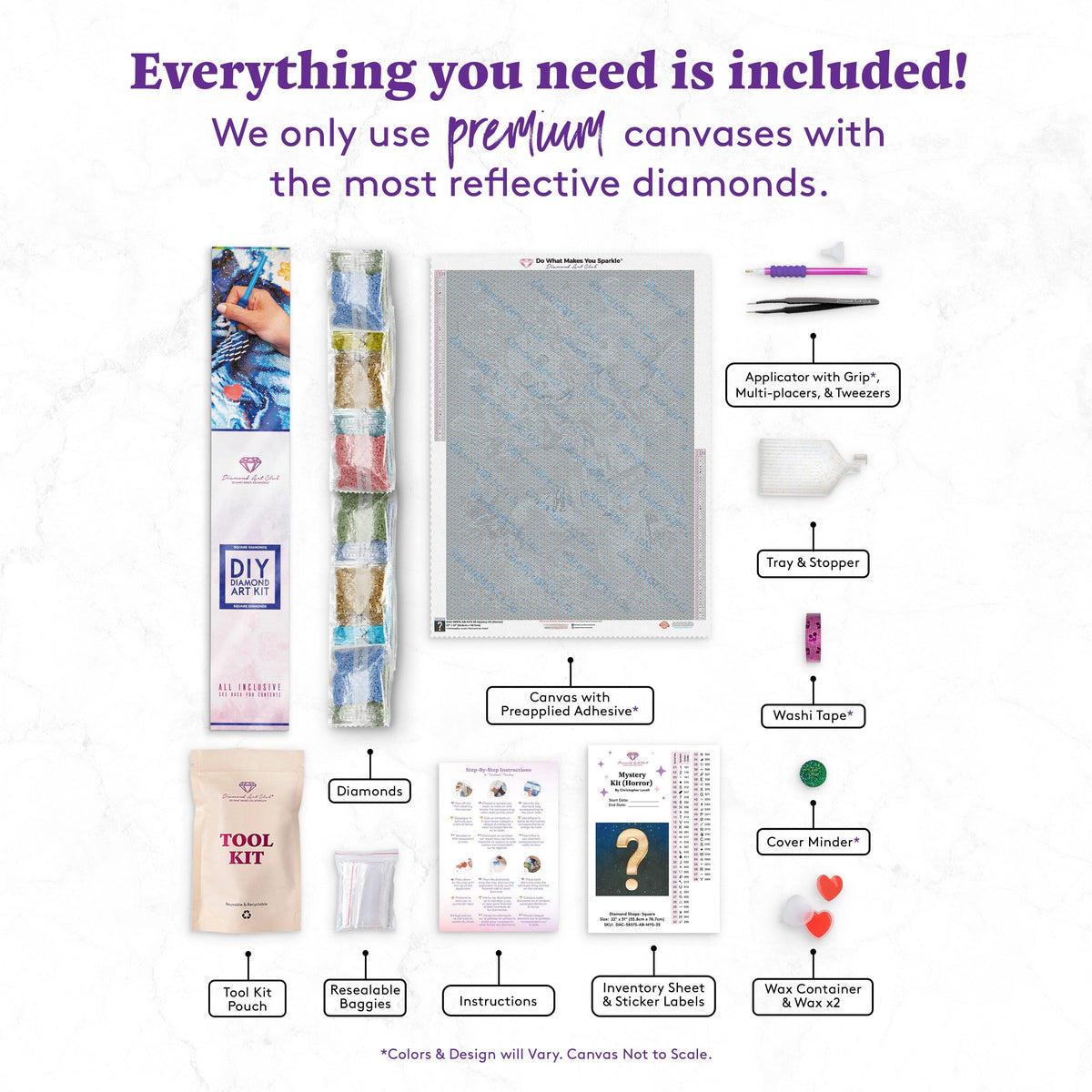 Diamond Painting Mystery Kit #35 - (Horror) 22" x 31" (55.8cm x 78.7cm) / Square with 58 Colors including 3 Diamonds / 70,784