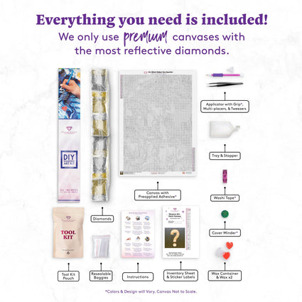 Diamond Painting Mystery Kit - Dark Fantasy 22" x 31" (55.8cm x 78.7cm) / Square with 28 Colors including 1 AB and 1 Electro Diamond / 70,784