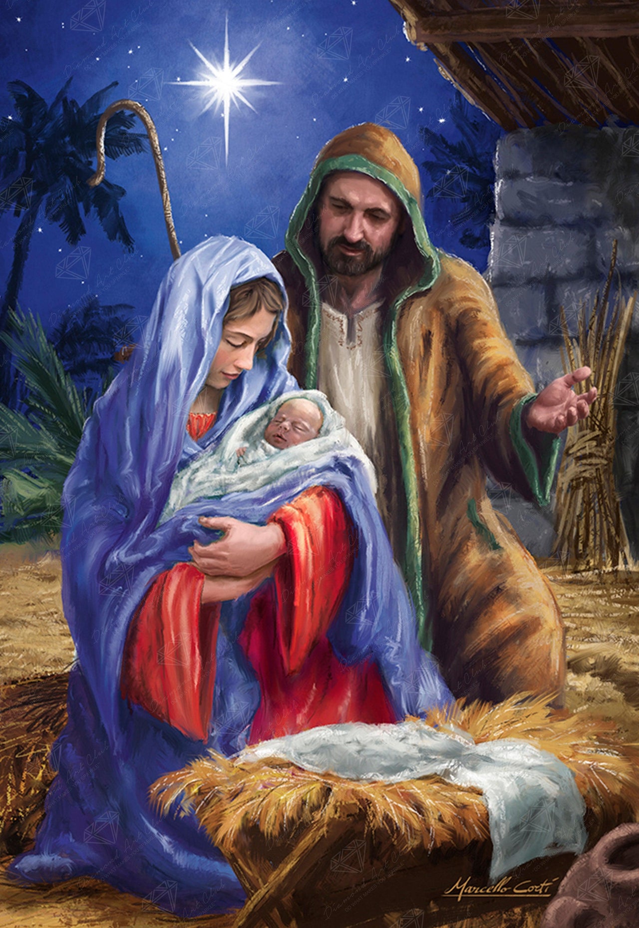 Diamond Painting Nativity Scene 20" x 29" (50.7cm x 73.7cm) / Round with 58 Colors including 4 ABs / 47,603