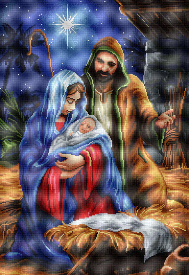 Diamond Painting Nativity Scene 20" x 29" (50.7cm x 73.7cm) / Round with 58 Colors including 4 ABs / 47,603