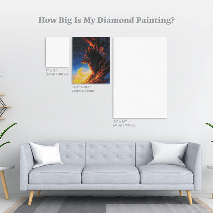 Diamond Painting Night Guardian 16.5" x 20.5" (42cm x 52cm) / Round With 27 Colors Including 2 ABs / 37,163