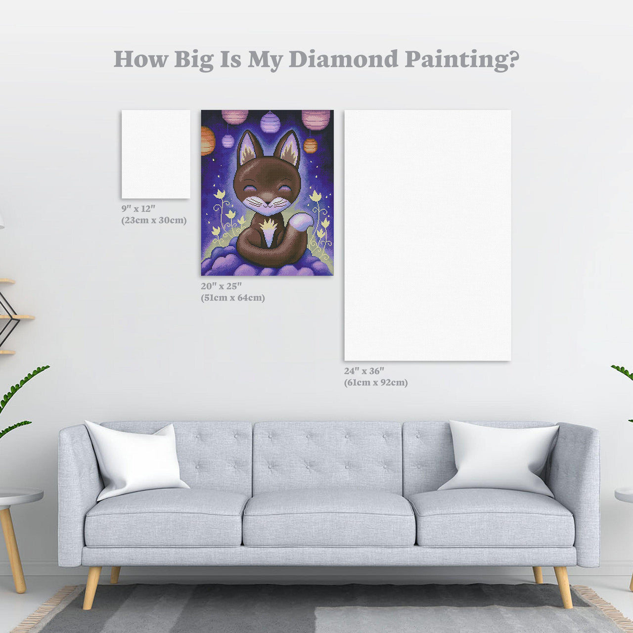 Diamond Painting Night Kitsune 20" x 25″ (51cm x 64cm) / Round with 31 Colors including 2 ABs / 41,496