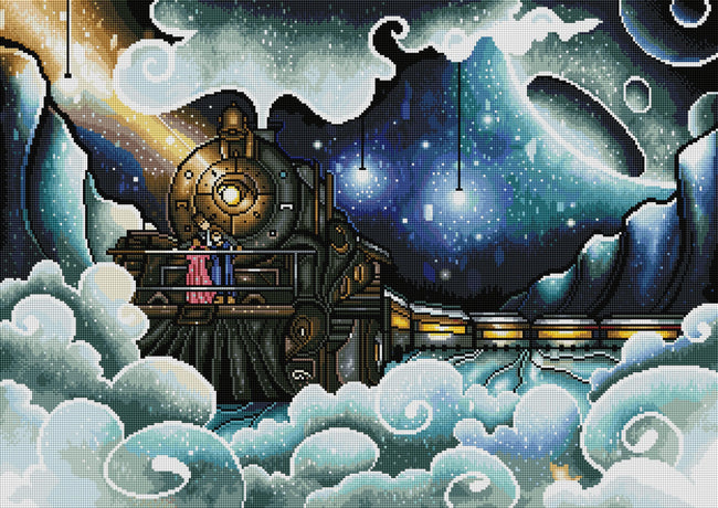 Diamond Painting Night on the Polar Express™ 31" x 22" (79cm x 56cm) / Square With 56 Colors Including 3 ABs / 68,952
