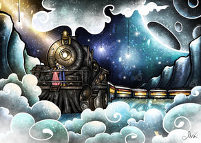 Diamond Painting Night on the Polar Express (MM) 31" x 22" (79cm x 56cm) / Square With 56 Colors Including 3 ABs / 68,952