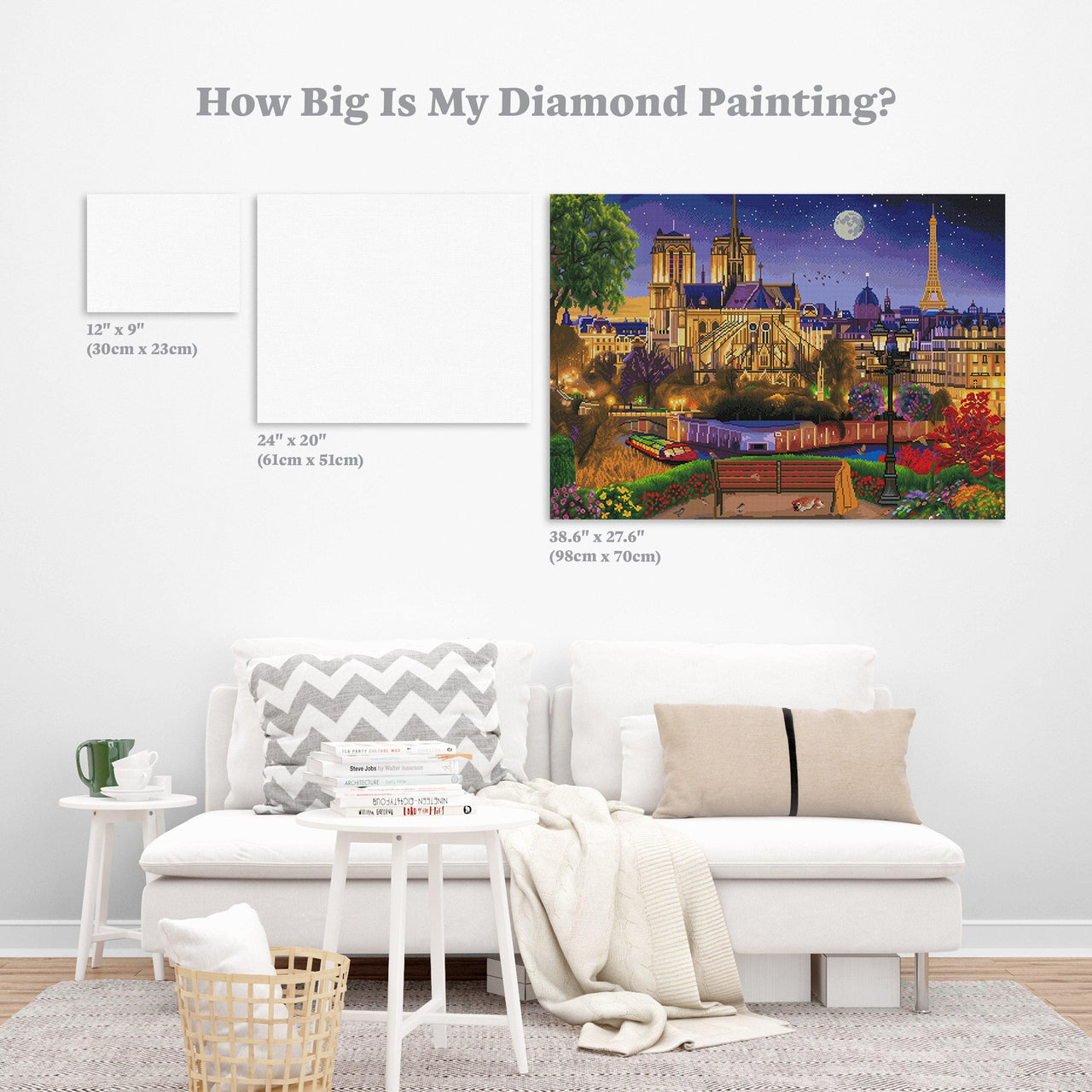 Diamond Painting Notre Dame Night 38.6" x 27.6″ (98cm x 70cm) / Square with 65 Colors including 4 ABs / 107,472