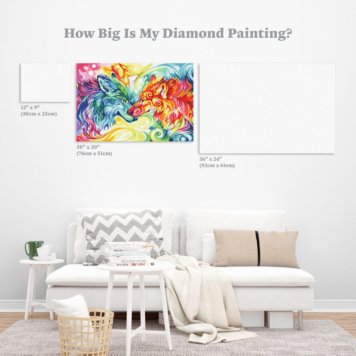 Diamond Painting Nuzzling Wolves 30" x 20" (76cm x 51cm) / Square with 54 Colors including 4 ABs / 60,501