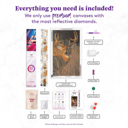 Diamond Painting Oak Island Whitetail 20" x 34" (51cm x 86cm) / Round With 30 Colors Including 3 ABs / 55,386