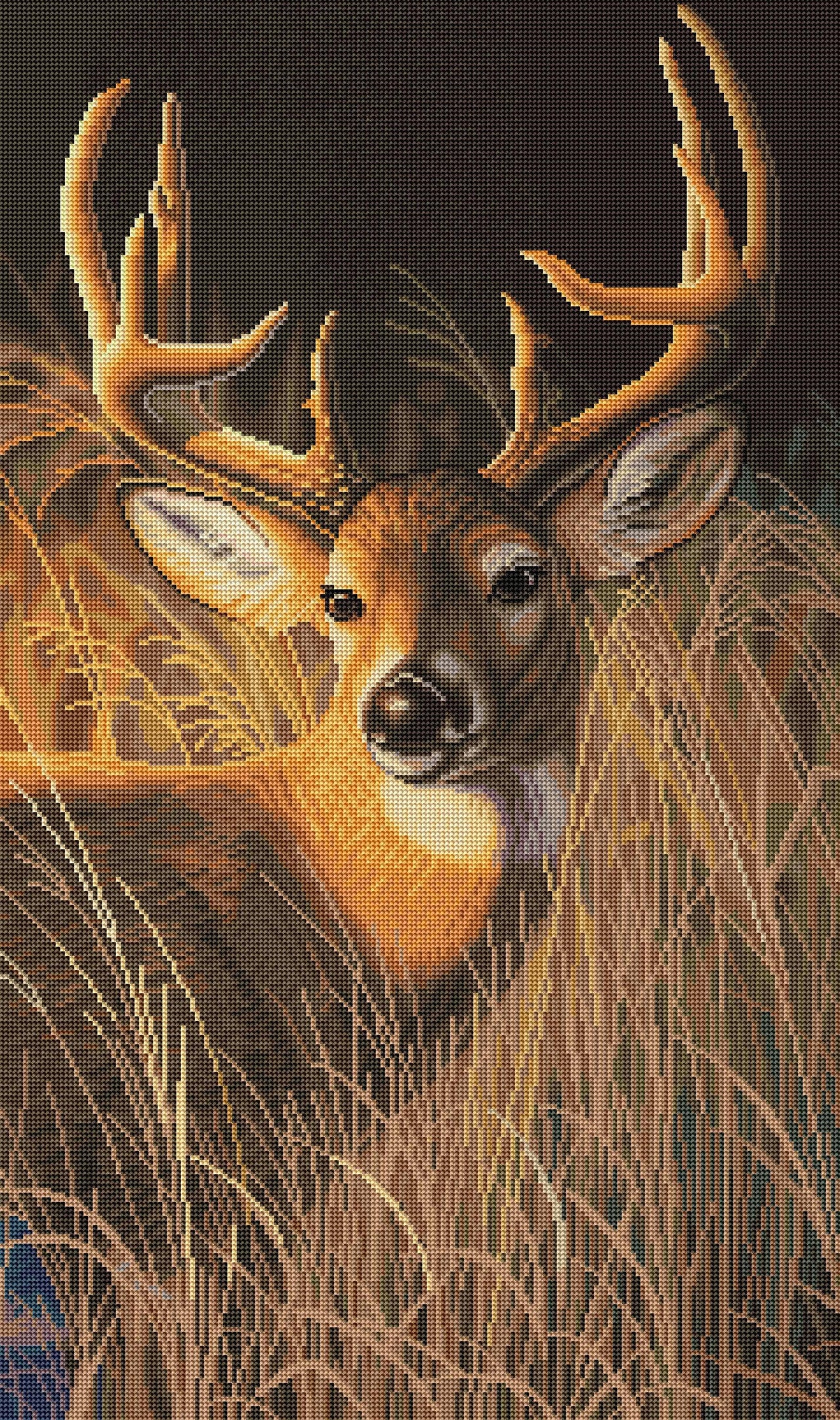 Diamond Painting Oak Island Whitetail 20" x 34" (51cm x 86cm) / Round With 30 Colors Including 3 ABs / 55,386