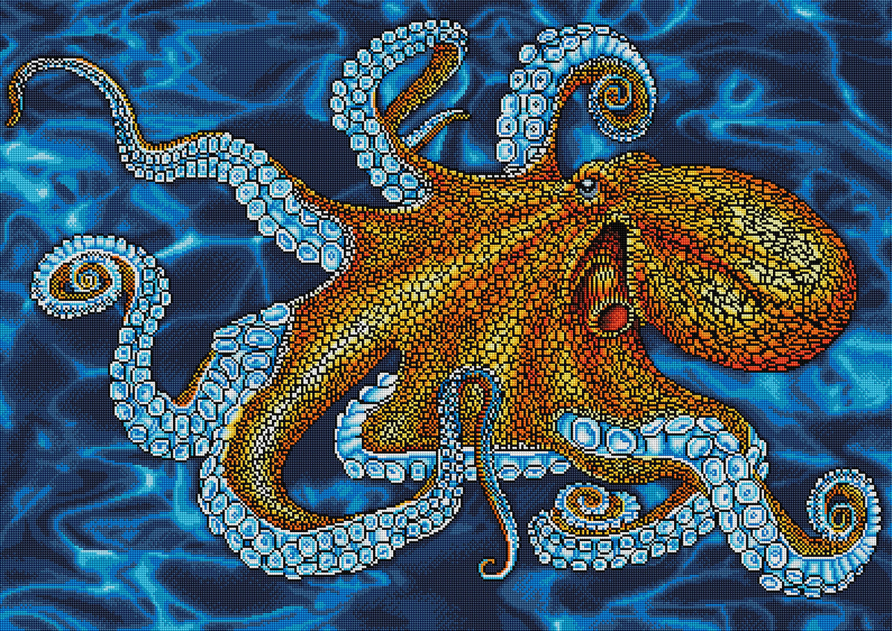 Diamond Painting Octopus 39" x 27.6" (99cm x 70cm) / Square With 22 Colors Including 4 ABs / 111,557