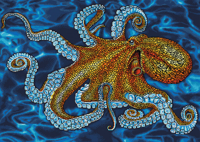 Diamond Painting Octopus 39" x 27.6" (99cm x 70cm) / Square With 22 Colors Including 4 ABs / 111,557