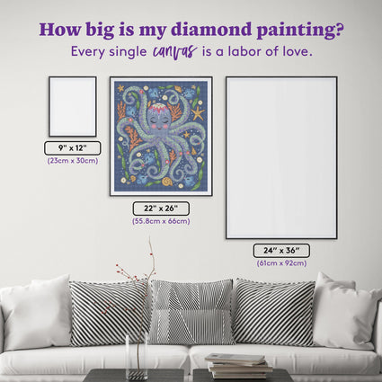 Diamond Painting Octopus 22" x 26" (55.8cm x 66cm) / Square with 21 Colors including 2 ABs / 59,360