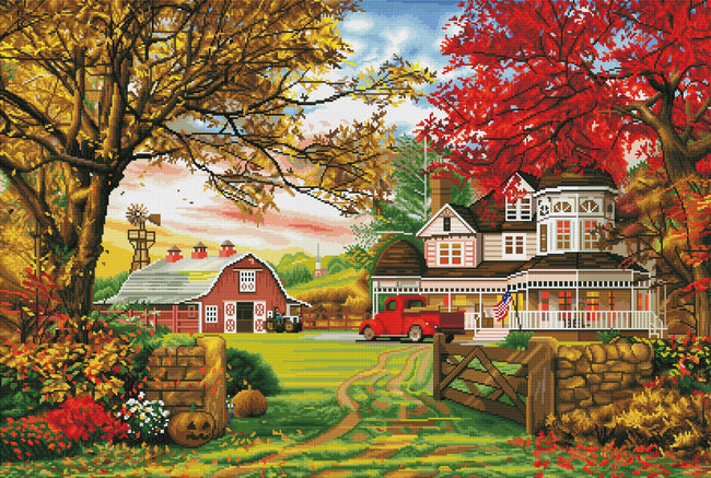 Diamond Painting Old Pumpkin Farm 41" x 27.6″ (104cm x 70cm) / Square with 51 Colors including 2 ABs / 114,119