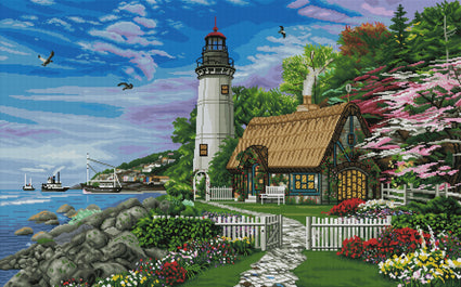 Diamond Painting Old Sea Cottage 44.1" x 27.6″ (112cm x 70cm) / Square with 60 Colors including 2 ABs