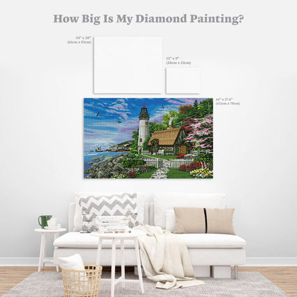 Diamond Painting Old Sea Cottage 44.1" x 27.6″ (112cm x 70cm) / Square with 60 Colors including 2 ABs