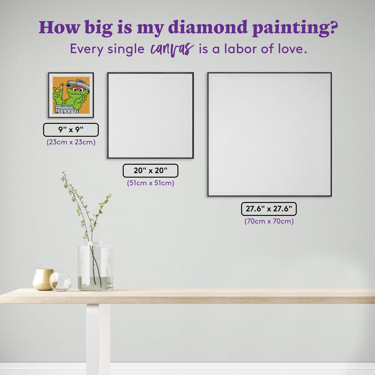 Diamond Painting Oscar the Grouch™ Portrait 9" x 9" (23cm x 23cm) / Round with 9 Colors including 2 ABs / 6,561