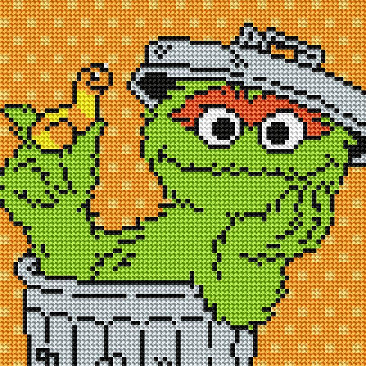 Diamond Painting Oscar the Grouch™ Portrait 9" x 9" (23cm x 23cm) / Round with 9 Colors including 2 ABs / 6,561