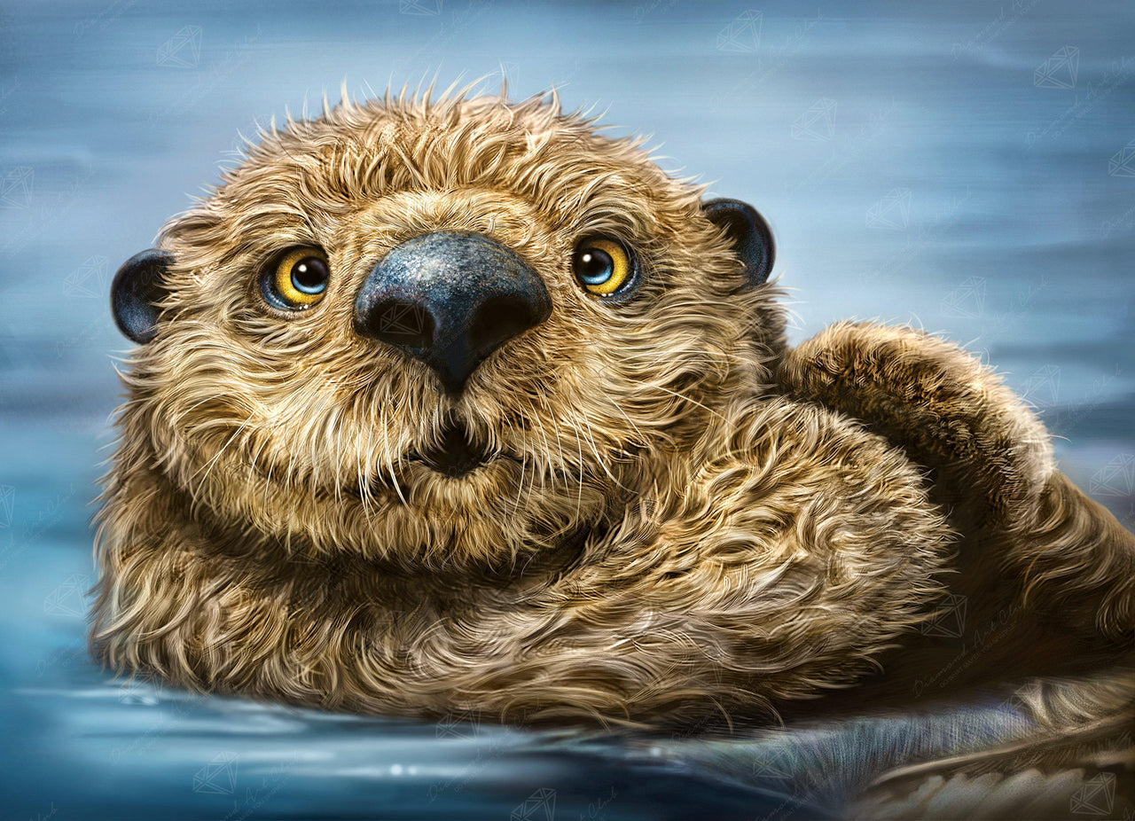 Diamond Painting Otter 23" x 17" (59cm x 43cm) / Round with 23 Colors including 2 ABs / 31,920