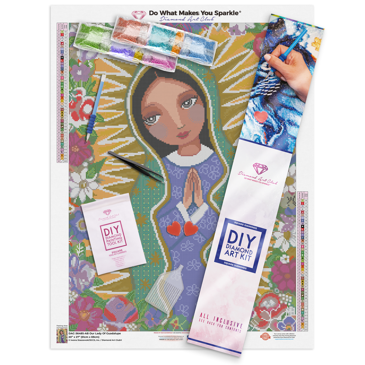 Diamond Painting Our Lady of Guadalupe 20" x 27" (51cm x 69cm) / Square with 46 Colors including 4 ABs / 54,873
