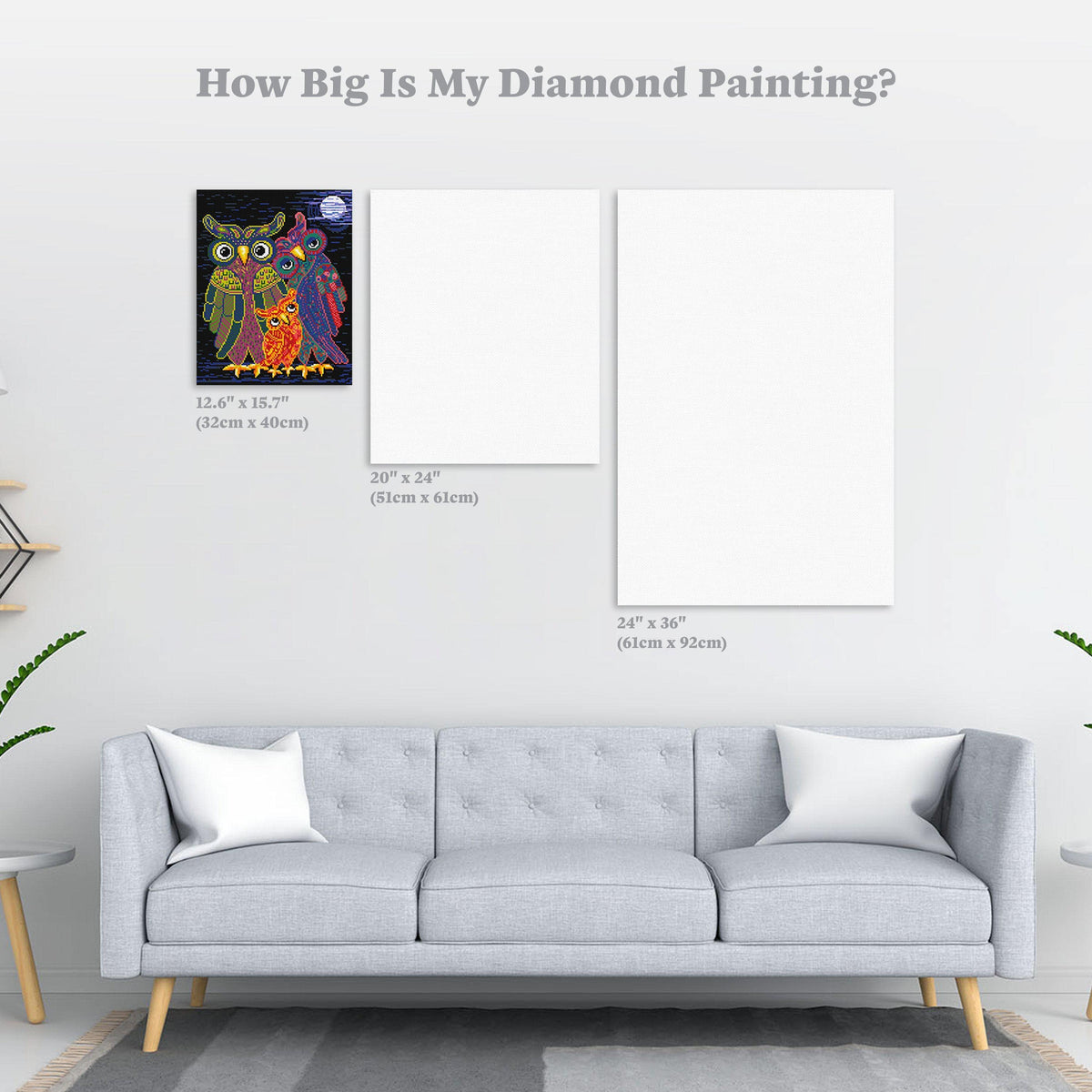 Diamond Painting Owl I Want Is You 12.6" x 15.7" (32cm x 40cm) / Square With 23 Colors Including 1 AB / 19,625