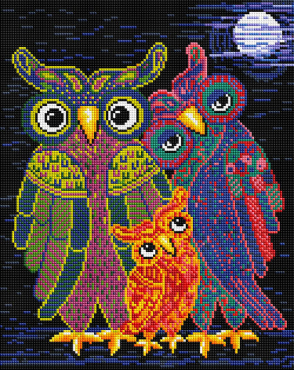 Diamond Painting Owl I Want Is You 12.6" x 15.7" (32cm x 40cm) / Square With 23 Colors Including 1 AB / 19,625