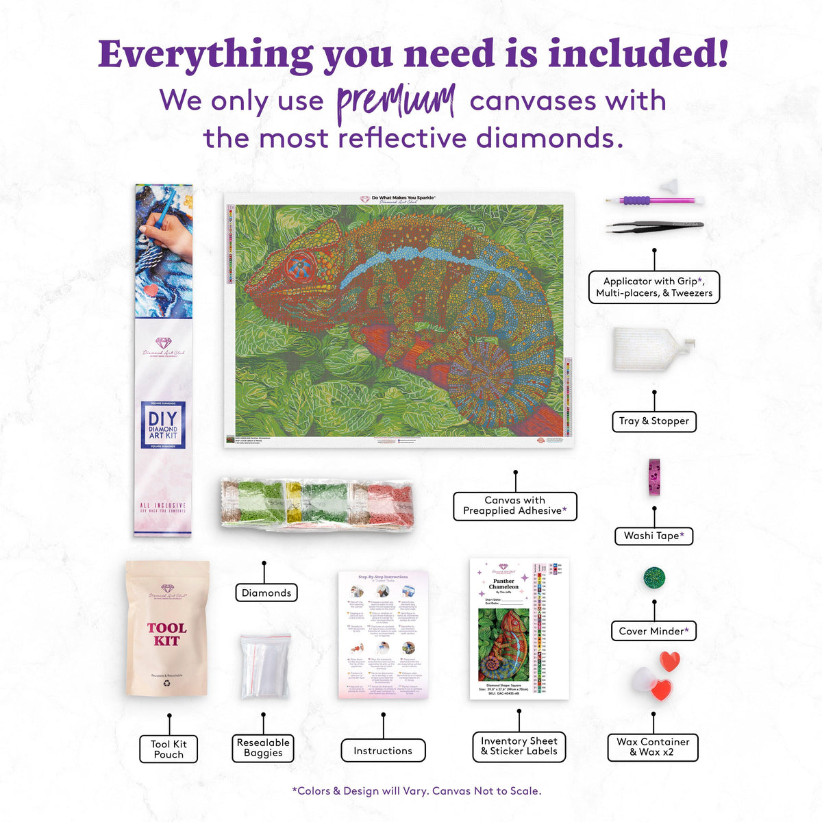 Diamond Painting Panther Chameleon 39" x 27.6" (99cm x 70cm) / Square With 35 Colors Including 4 ABs / 111,557