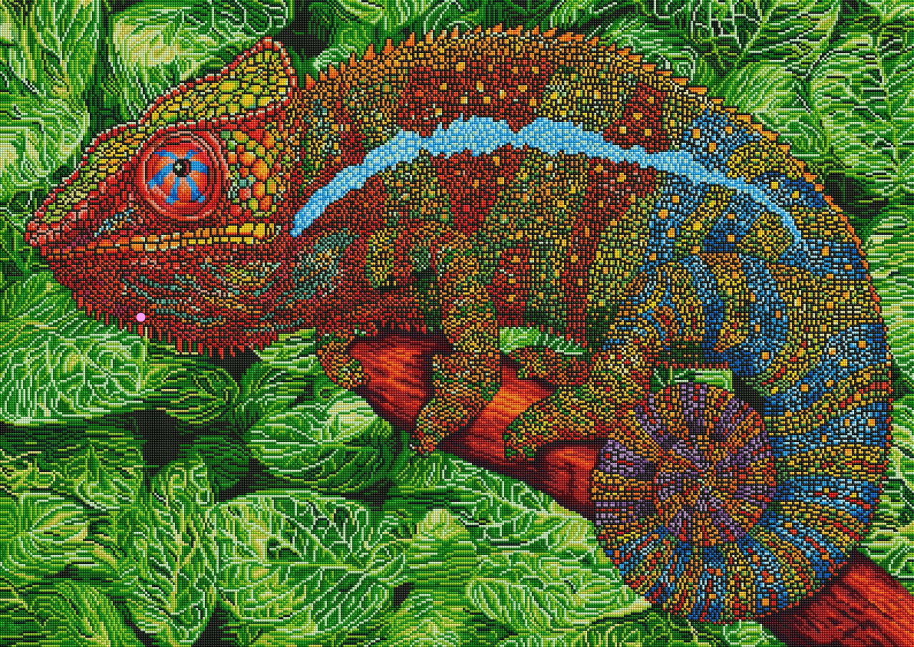 Diamond Painting Panther Chameleon 39" x 27.6" (99cm x 70cm) / Square With 35 Colors Including 4 ABs / 111,557