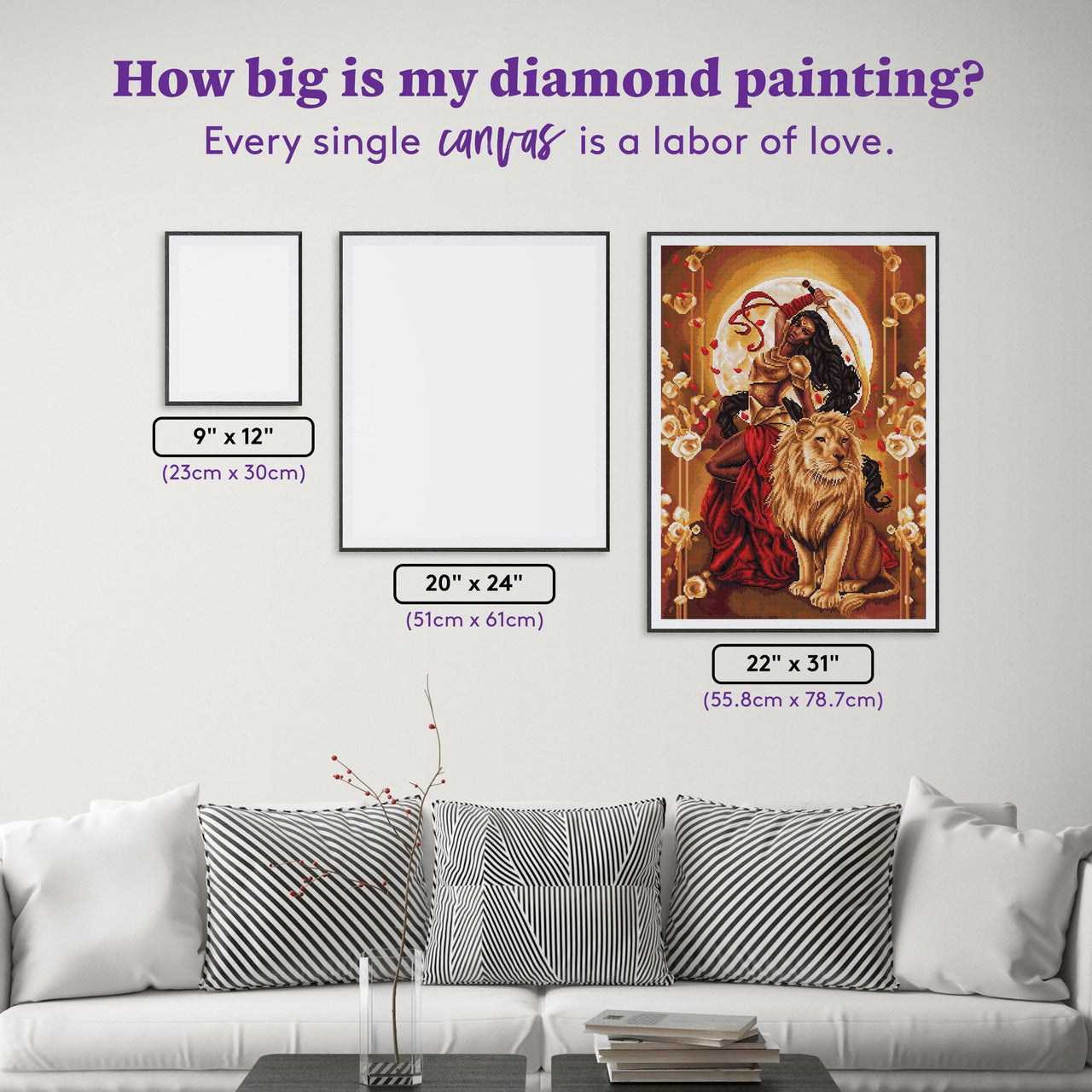 Diamond Painting Passion and Power 22" x 31" (55.8cm x 78.7cm) / Square With 32 Colors Including 4 ABs / 70,784