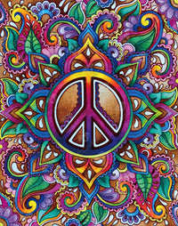 Diamond Painting Peace Love Paisley 22" x 28″ (56cm x 71cm) / Square with 48 Colors including 3 ABs / 62,603