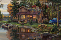Diamond Painting Peace River Cabin 41.7" x 27.6" (106cm x 70cm) / Square With 60 Colors Including 5 ABs / 119,425