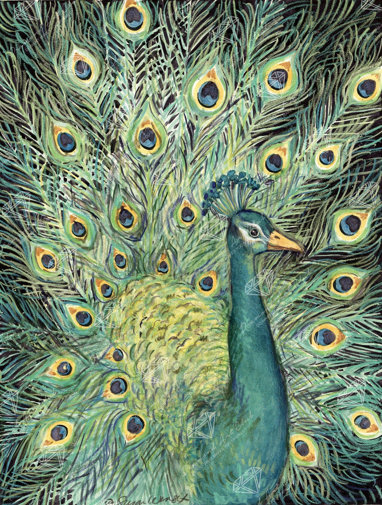 Diamond Painting Peacock 22" x 29″ (56cm x 74cm) / Square with 38 Colors including 2 ABs / 64,531