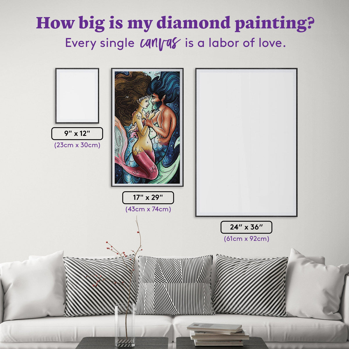 Diamond Painting Pearl Hunting 17" x 29" (43cm x 74cm) / Square with 55 Colors including 4 ABs / 50,912