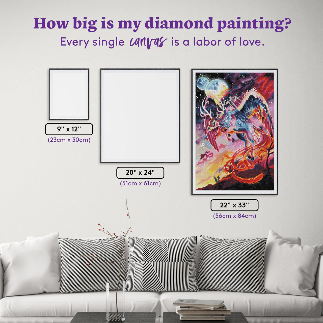 Diamond Painting Peryton 22" x 33″ (56cm x 84cm) / Square with 53 Colors including 4 ABs / 73,372