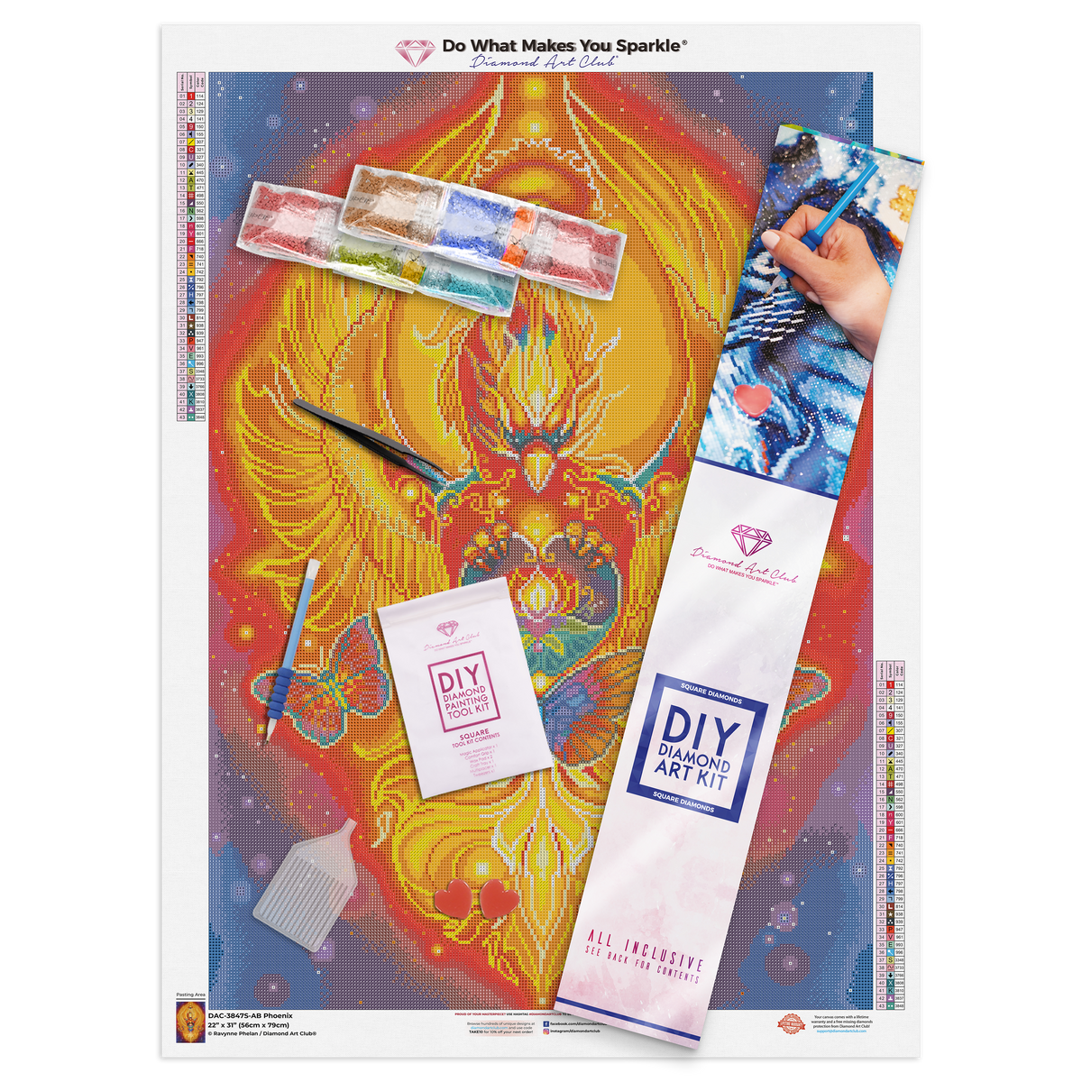 Diamond Painting Phoenix 22" x 31" (56cm x 79cm) / Square With 43 Colors Including 4 ABs / 68,952
