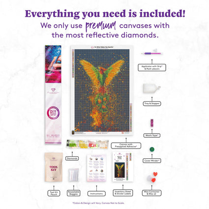 Diamond Painting Phoenix Rising 22" x 33" (55.9cm x 83.8cm) / Round with 42 Colors including 4 ABs / 59,501