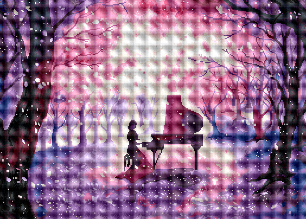 Diamond Painting Piano Dream 20" x 28″ (51cm x 71cm) / Square with 29 Colors including 3 ABs / 56,964
