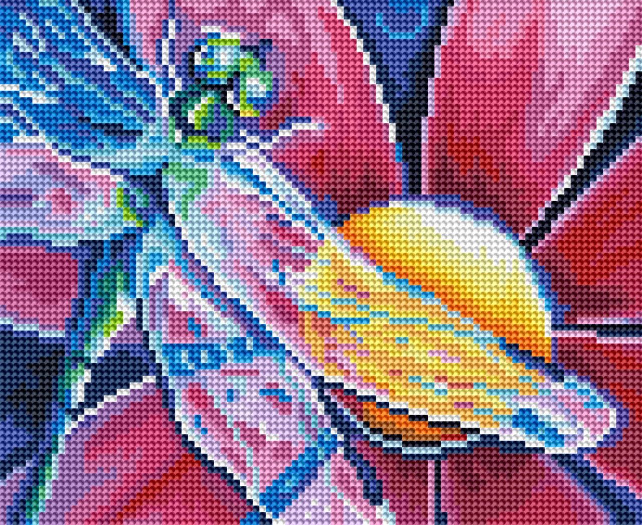 Diamond Painting Pink Daisy Dragonfly 11" x 9" (27.7cm x 22.7cm) / Round with 41 Colors including 4 ABs / 8,019