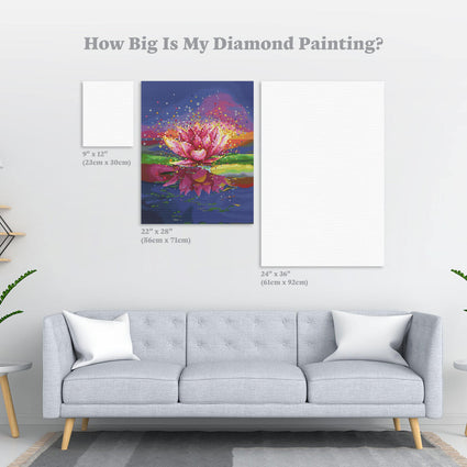 Diamond Painting Pink Lotus 22" x 28″ (56cm x 71cm) / Round with 57 Colors including 3 ABs / 30,446