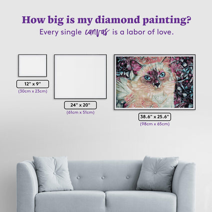 Diamond Painting Pink Ragdoll Cat 38.6" x 25.6" (98cm x 65cm) / Square with 51 Colors including 3 ABs / 102,573
