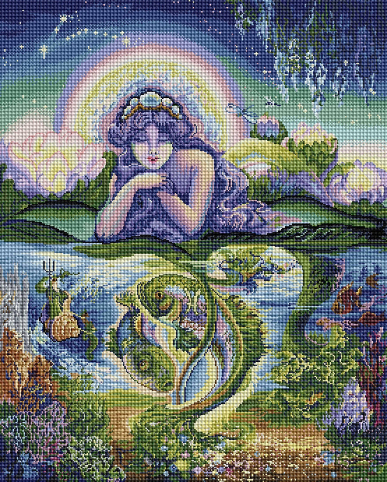 Diamond Painting Pisces 27.6" x 34.3″ (70cm x 87cm) / Square with 66 Colors including 4 ABs / 95,565