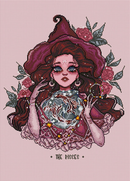 Diamond Painting Pisces 20" x 28" (51cm x 71cm) / Square with 30 Colors including 5 ABs / 56,481