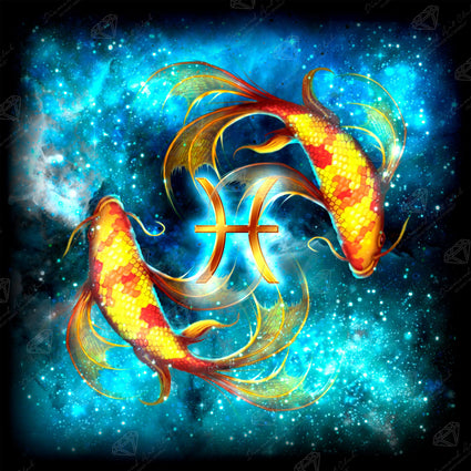 Diamond Painting Pisces 22" x 22" (55.8cm x 55.8cm) / Square with 52 Colors including 3 ABs / 50,176