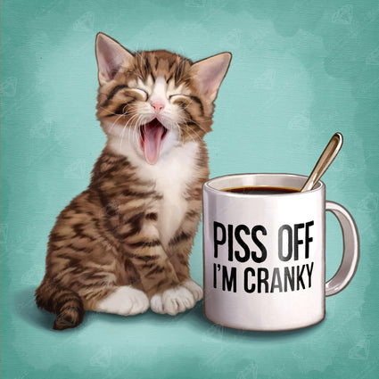 Diamond Painting Piss Off I'm Cranky Kitten 20" x 20″ (51cm x 51cm) / Square with 28 Colors including 4 ABs / 15,774
