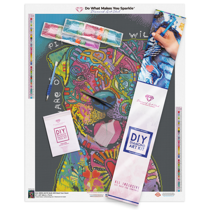 Diamond Painting Pit Bulls Will Steal Your Heart 22" x 28" (56cm x 71cm) / Square With 50 Colors Including 6 ABs / 62,101