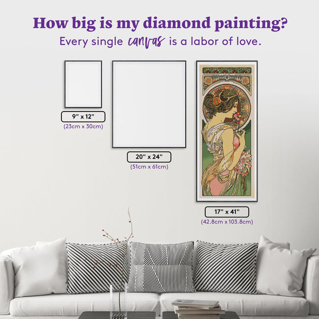 Diamond Painting Primrose 17" x 41" (42.8cm x 103.8cm) / Square with 45 Colors including 4 ABs / 71,724