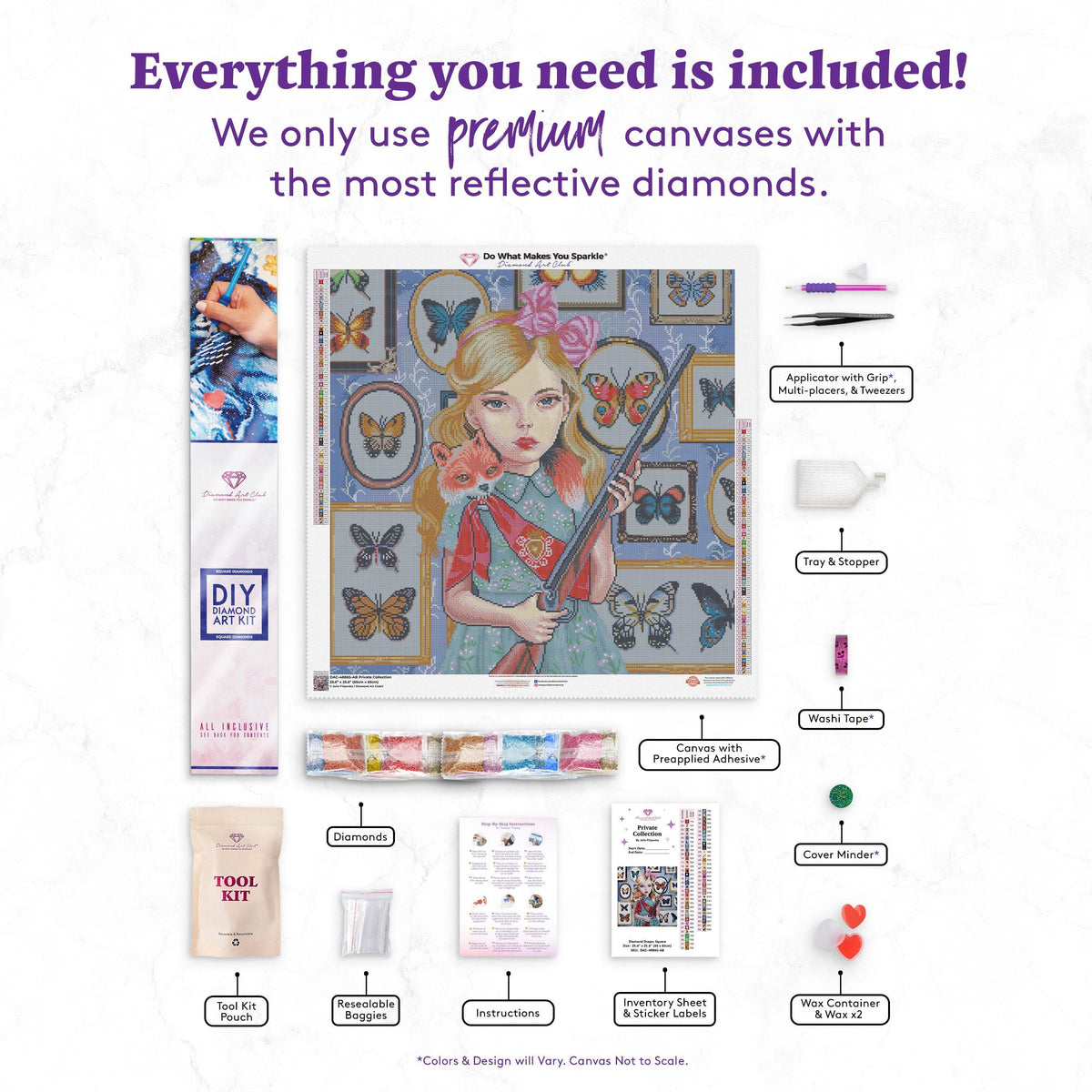 Diamond Painting Private Collection 25.6" x 25.6" (65cm x 65cm) / Square with 62 Colors including 2 ABs / 68,121