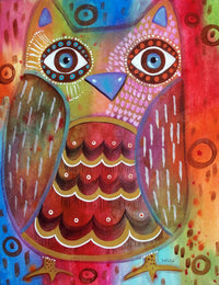 Diamond Painting Proud Owl 20" x 26" (51cm x 66cm) / Round With 57 Colors Including 4 ABs / 42,535