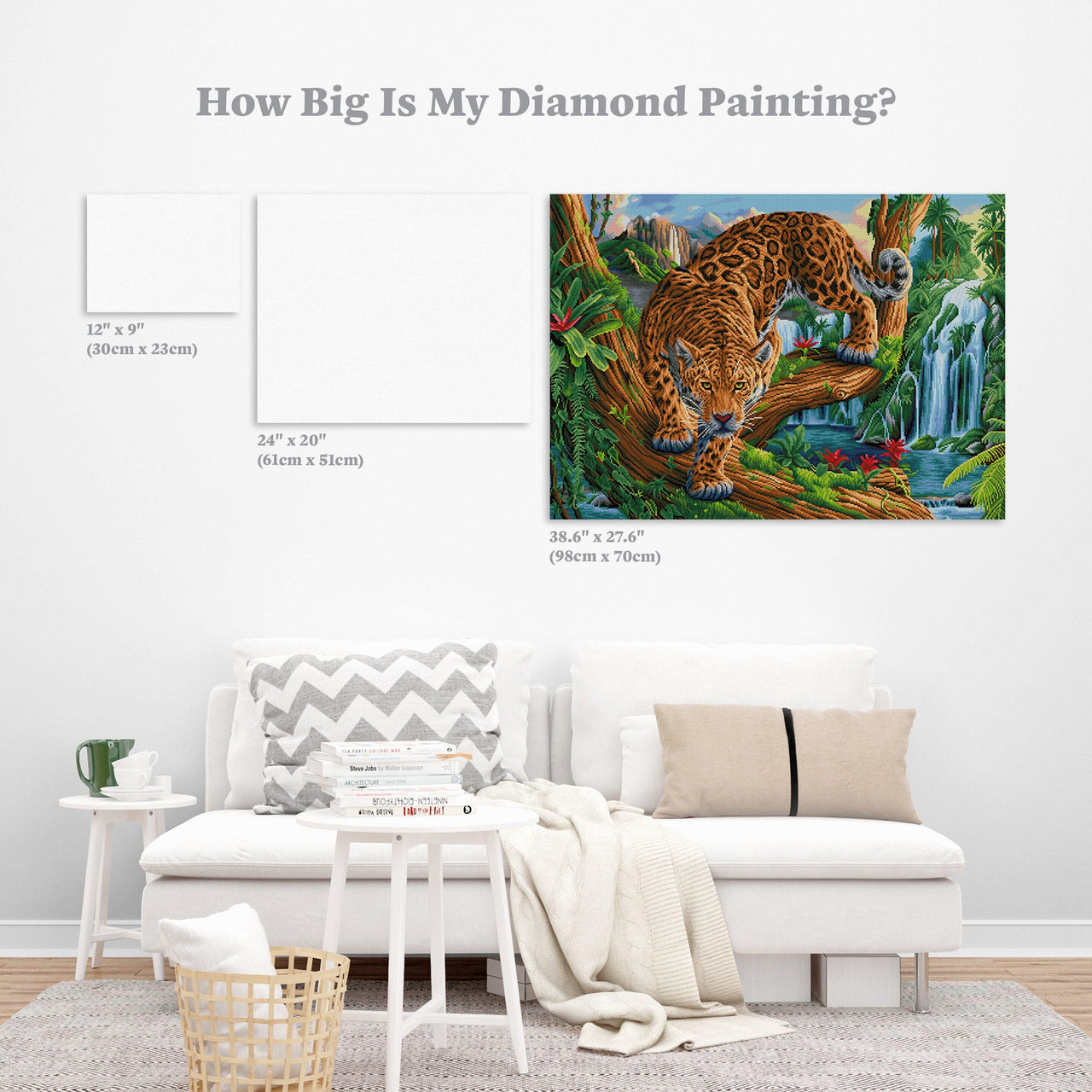 Diamond Painting Prowling Leopard 38.6" x 27.6″ (98cm x 70cm) / Square with 49 Colors including 3 ABs / 107,476