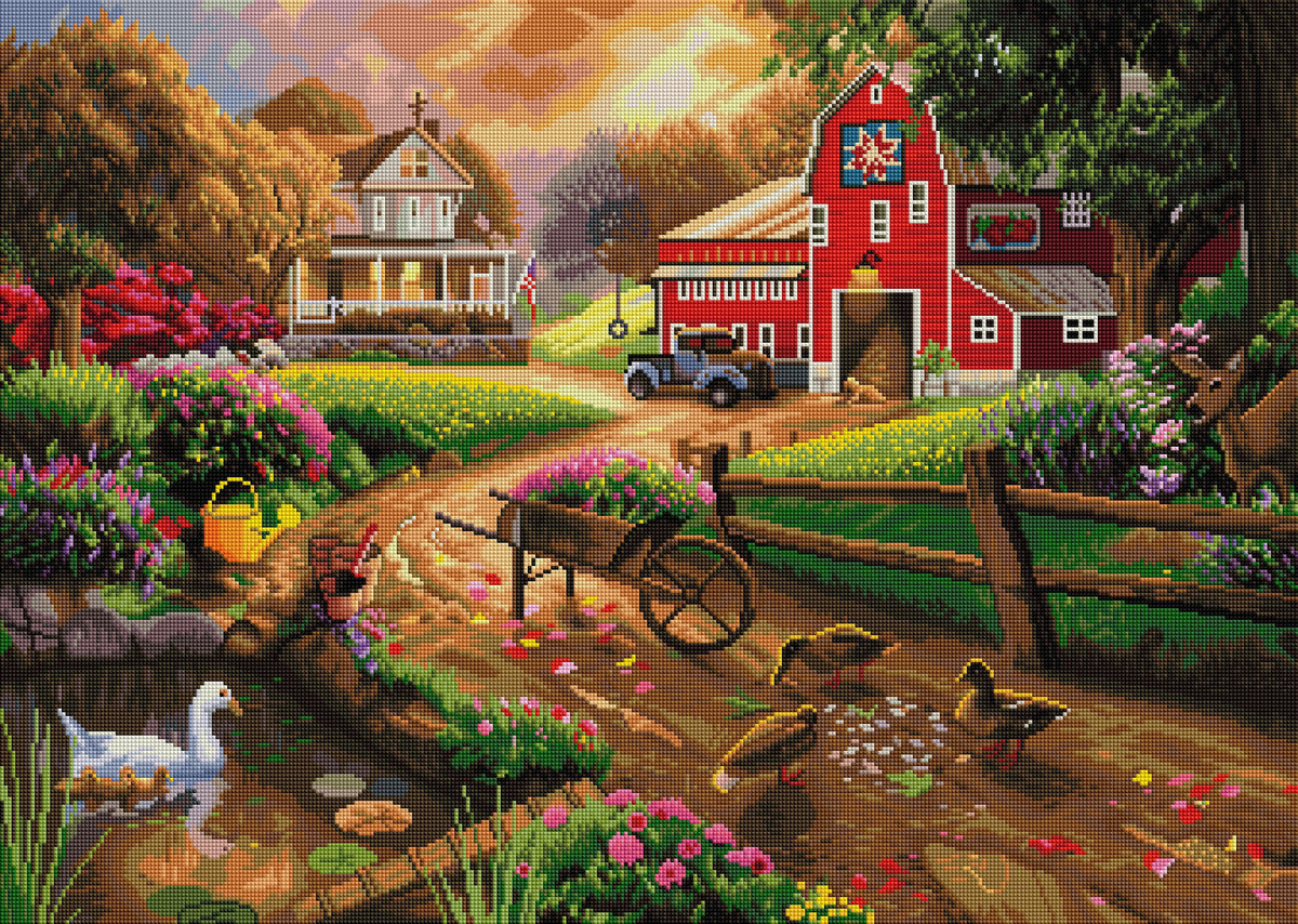 Diamond Painting Quaint Farm 33.1" x 23.6" (84cm x 60cm) / Square With 70 Colors Including 5 ABs / 80,880