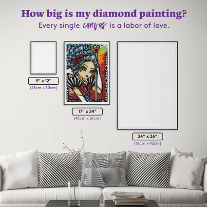 Diamond Painting Queen of Hearts 17" x 24" (43cm x 61cm) / Round with 32 Colors including 2 ABs / 32,984